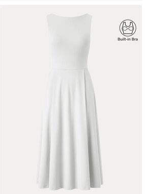 OGL boatneck bamboo ponte midi dress with bra nwt